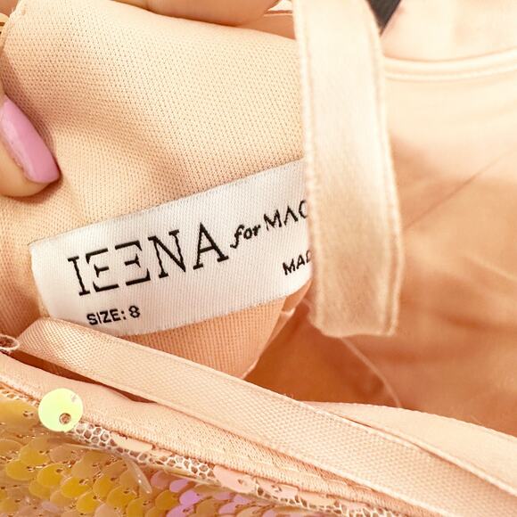 Mac Duggal 26980 Sequined Strapless Rhinestone Belt Gown Coral 2 $398 NEW - Picture 7 of 13